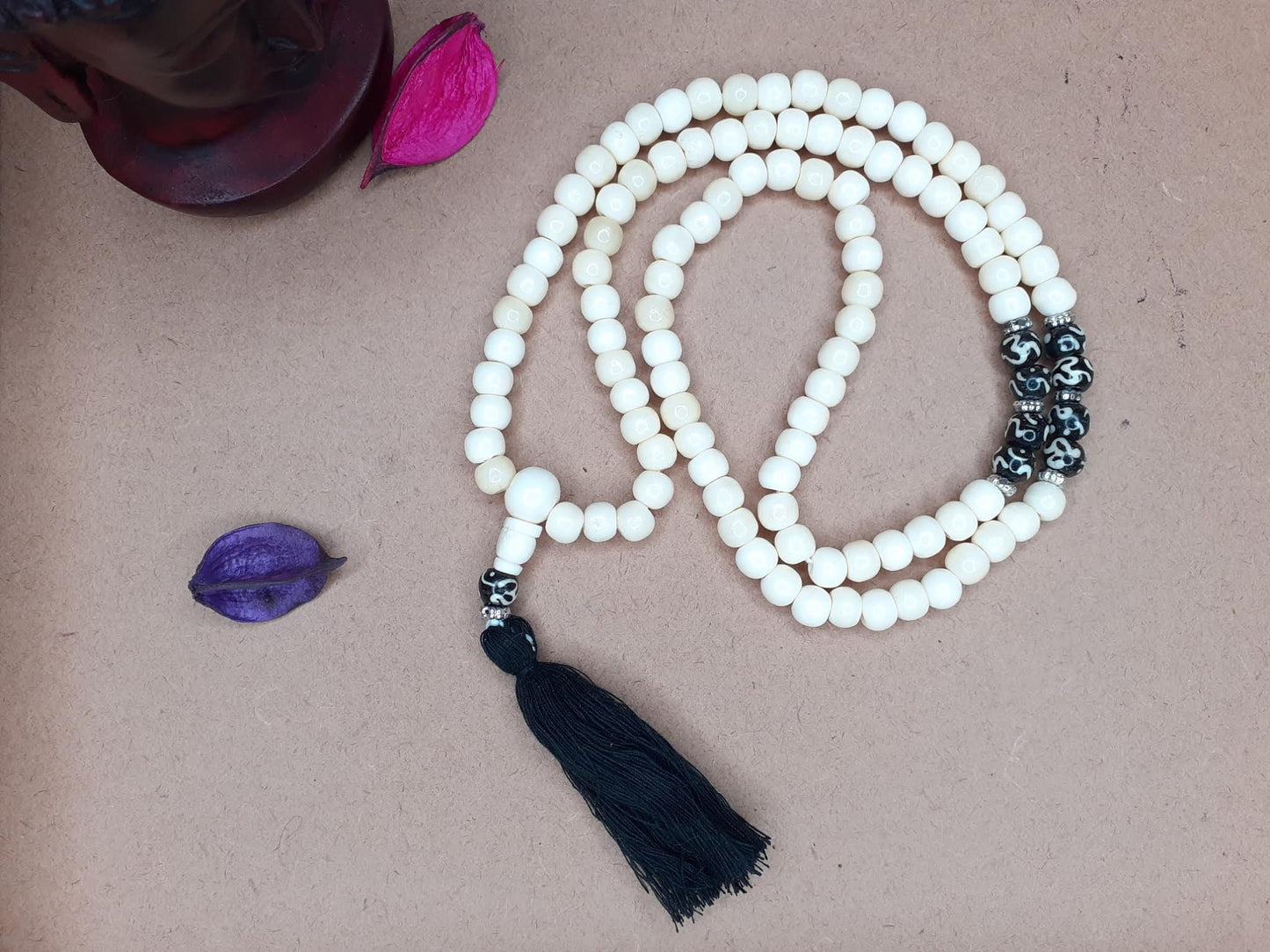 Handcrafted Bone Beads Yoga Meditation Mala Antique bone necklace Ethnic Jewellery Buddhiat Tibetan Prayer Bone Disk Native