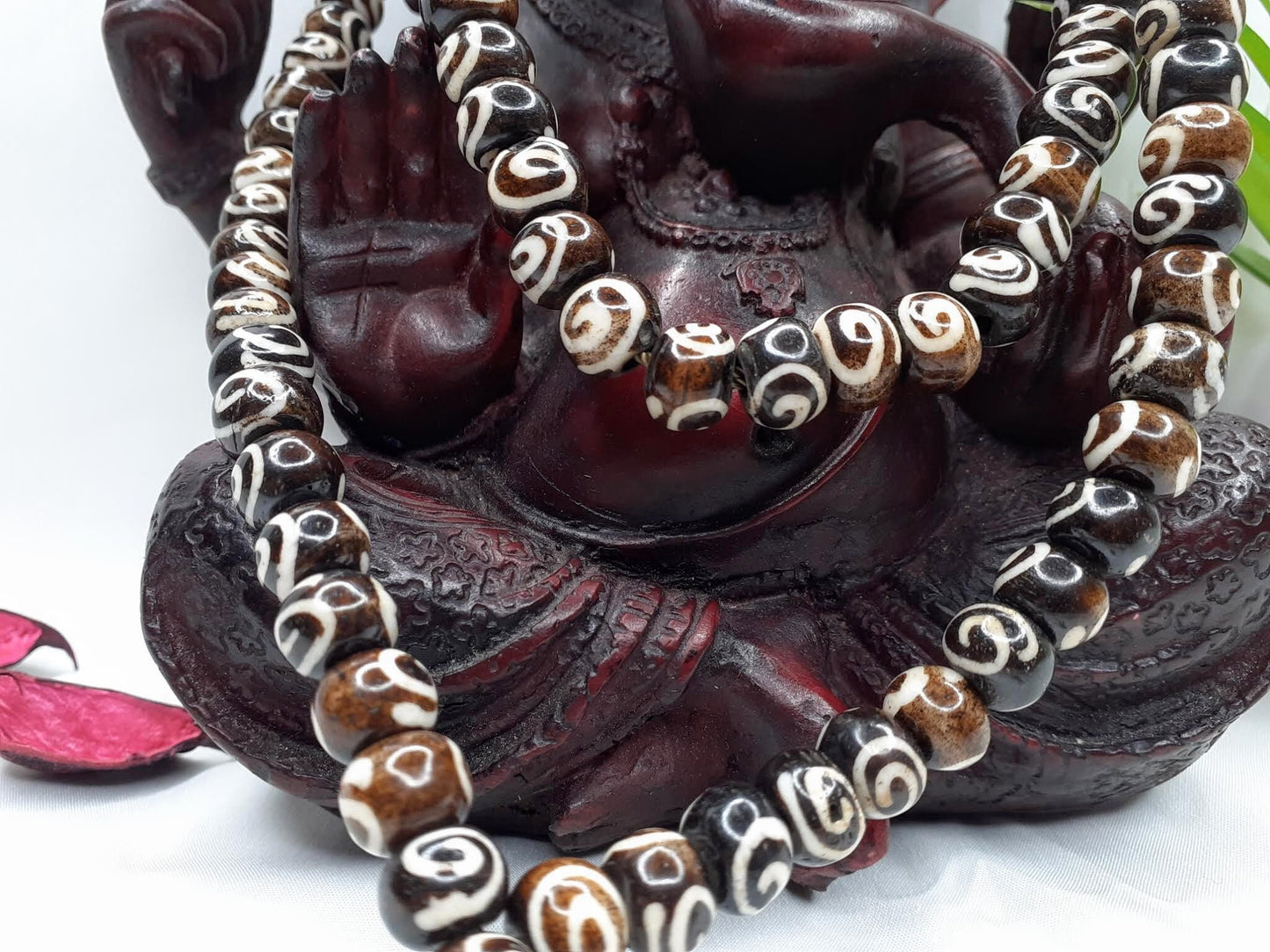 108 Brown Handcrafted Bone Beads Yoga Meditation Mala Antique bone necklace Ethnic Jewellery Buddhist Tibetan Prayer Bone Disk Native