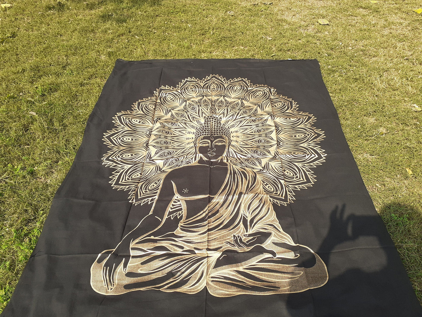 Natural Multi-Color Tie-Dyed Handprinted Buddha Tapestry, Living Room Decor,Spiritual Wall Hanging,Zen Meditation Buddha,Wall Art,