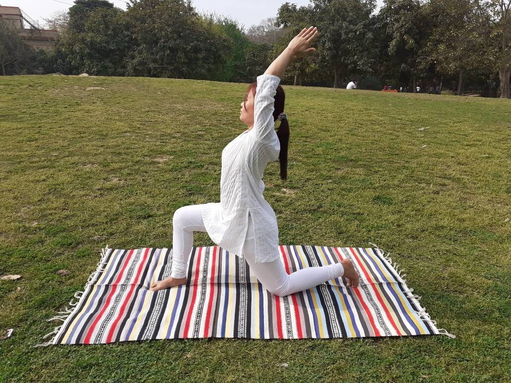 Artisan Organic Cotton Yoga Rugs,Handwoven Meditation Floor Mat,Indian Handloomed Rug,Cotton Yoga Mat,Natural Fibre Rug,