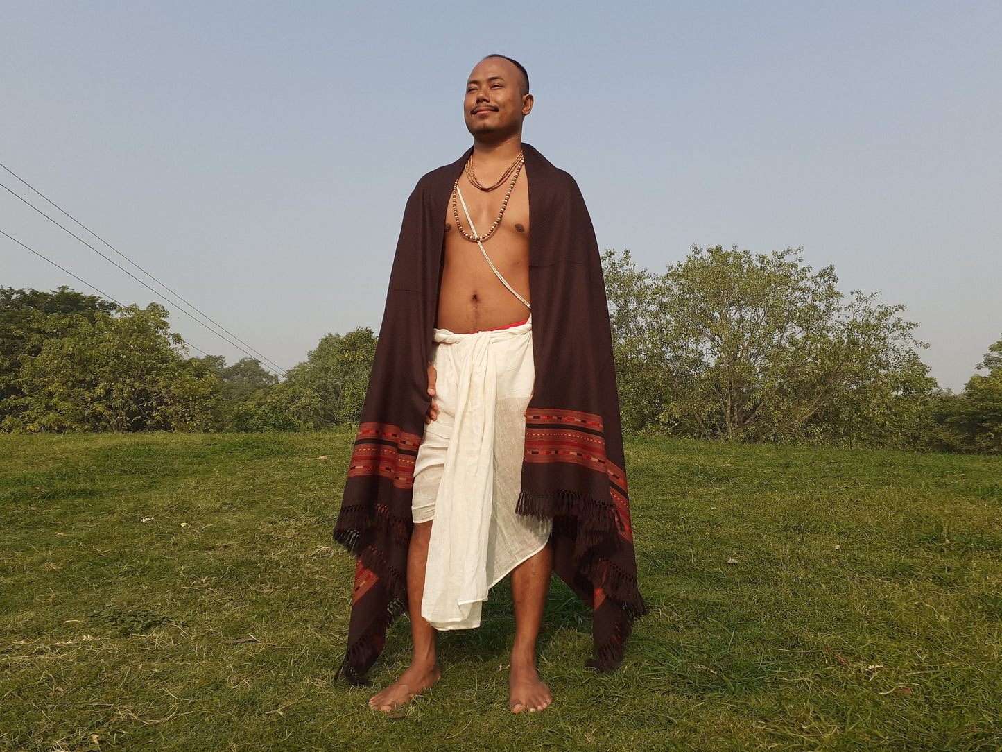 Handwoven Brown Pure Himalayan Sheep Wool Meditation Shawl,Ethnic Indian Wool Scarf,Himalayan Wool Wrap,Handmade Indian Shawl,Kullu Shawl