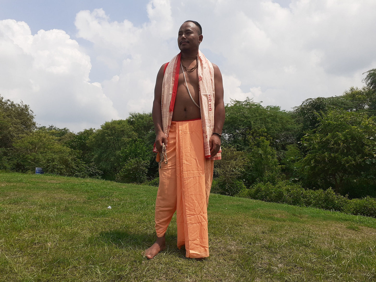 Indian Vedic Robes,Hare Krishna Robe,indian Ethnic Attair,Iskon Temple Dress,Indian Spiritual Dress,Mayapur Dham dhoti,Chaddar and Kurta Set