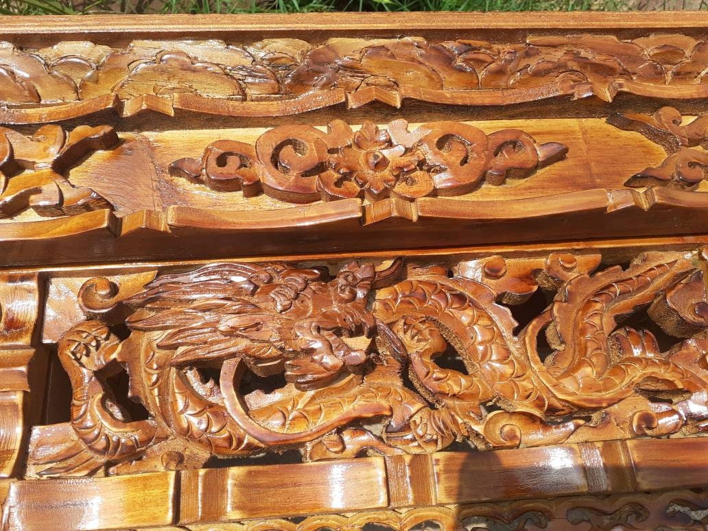 Dragon Handcarved Foldable Wooden Tibetan Buddhist Altar,Buddhist Prayer Table,Tibetan Meditation Altar,Traditional Tibetan Table
