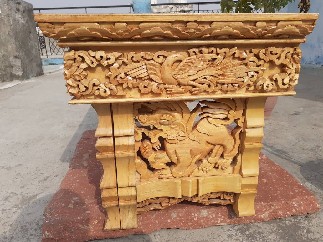 Dragon Handcarved Foldable Wooden Tibetan Buddhist Altar Tabl,Tibetan Alter Table,Buddhist Meditation Table,