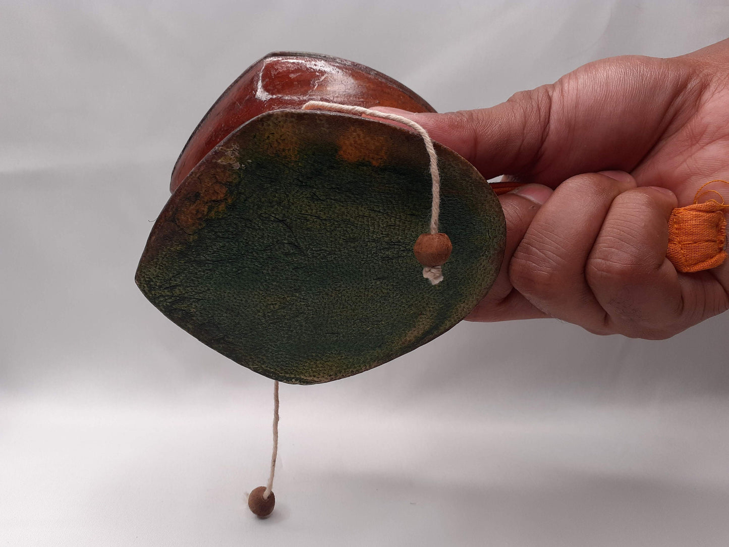 Vintage Handmade Small Traditional Tibetan Tantric Ritual Chod Damaru,Bawa Wood Buddhist Religious Drum,Ceremonial Spiritual MusicInstrument