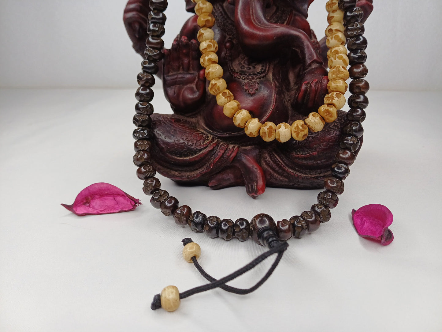108 Handcarved Skull Bone Beads,Bone Meditation Mala, Antique bone necklace,Ethnic Bone Jewellery,Tibetan Buddhist Prayer Skull Bone Mala,