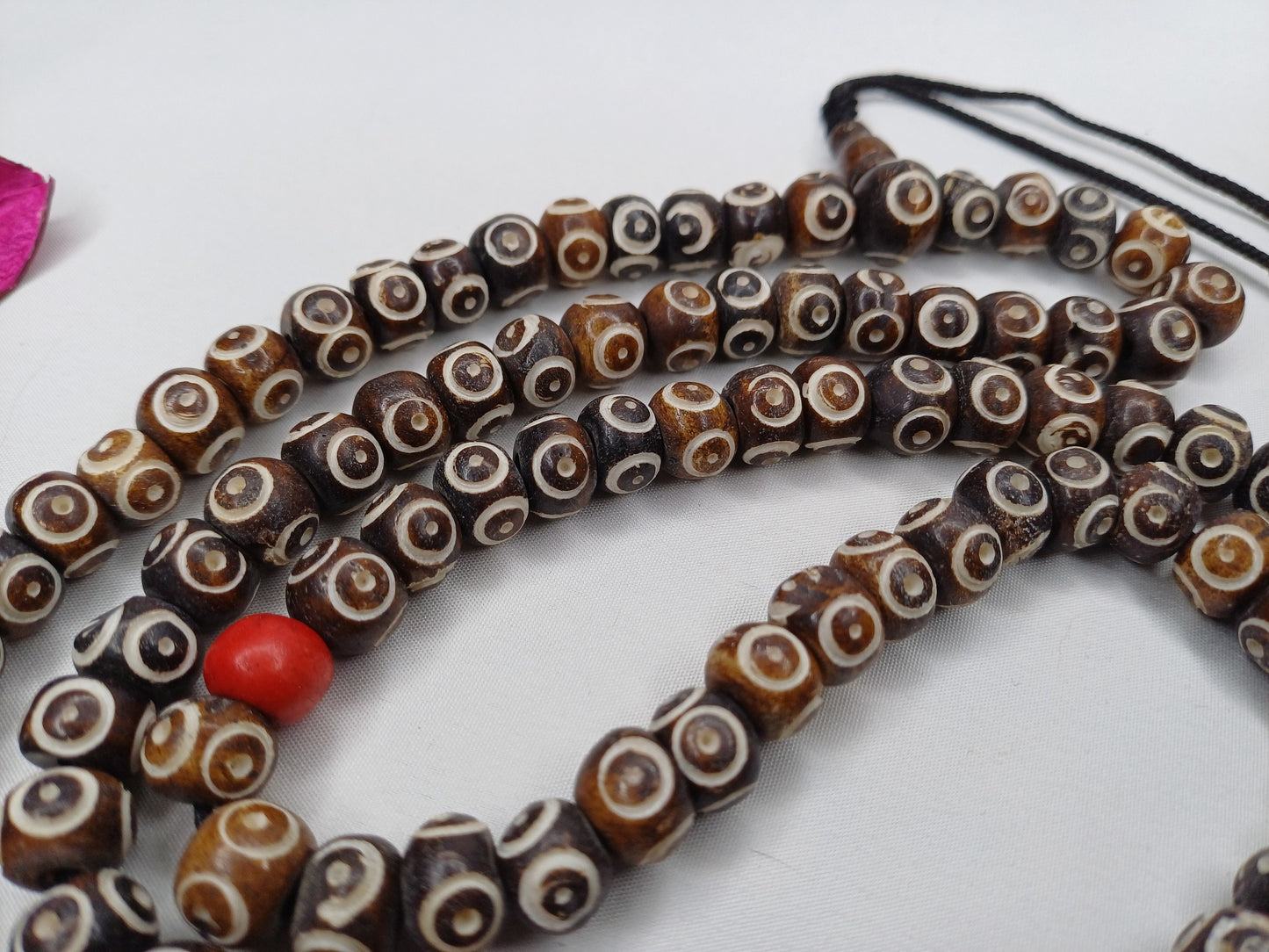 108 Brown Handcrafted Bone Beads Yoga Meditation Mala Antique bone necklace Ethnic Jewellery Buddhist Tibetan Prayer Bone Disk Native