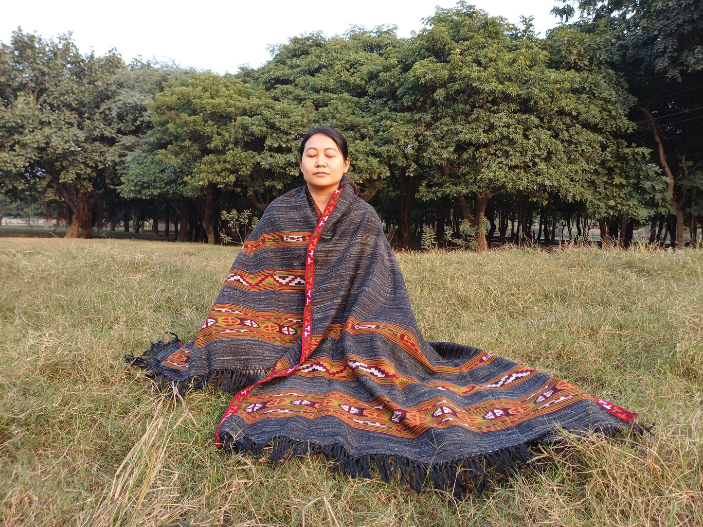 Handspun Handwoven Pure Himalayan Yak Wool Shawl,Oversized Yak Scarf,Ethnic Indian Yak Stole,Tibetan Yak Wool,Embroidered Himalayan Yak Wrap