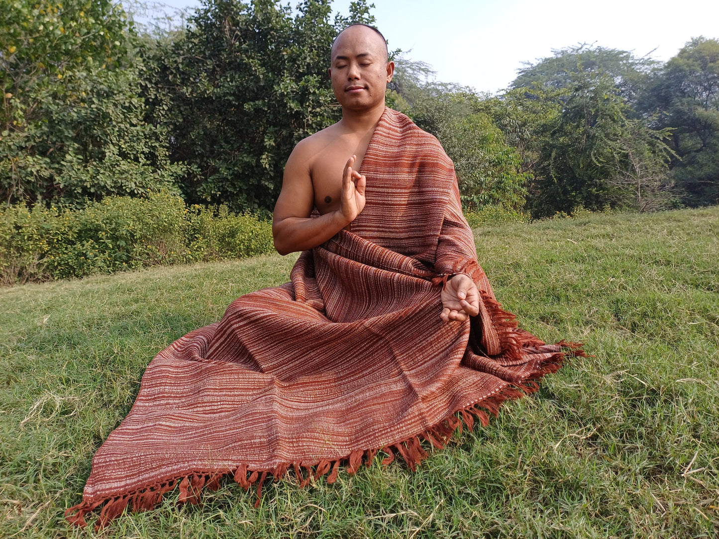 Large Thick Brown Handspun/Handwoven Himalayan Yak Wool Meditation Blanket,Tibetan Yak Wool Wrap,Ethnical Yak Wool Prayer Zen,Himalayan Yak