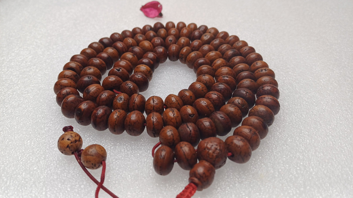 12mm 108 Genuine Vintage Old Darked Phoenix One Eye Bodhi Seeds Mala,Old Buddhist Prayer Mala,Tibetan Bodhi Beads,Nepali Bodhi Japa Rosary