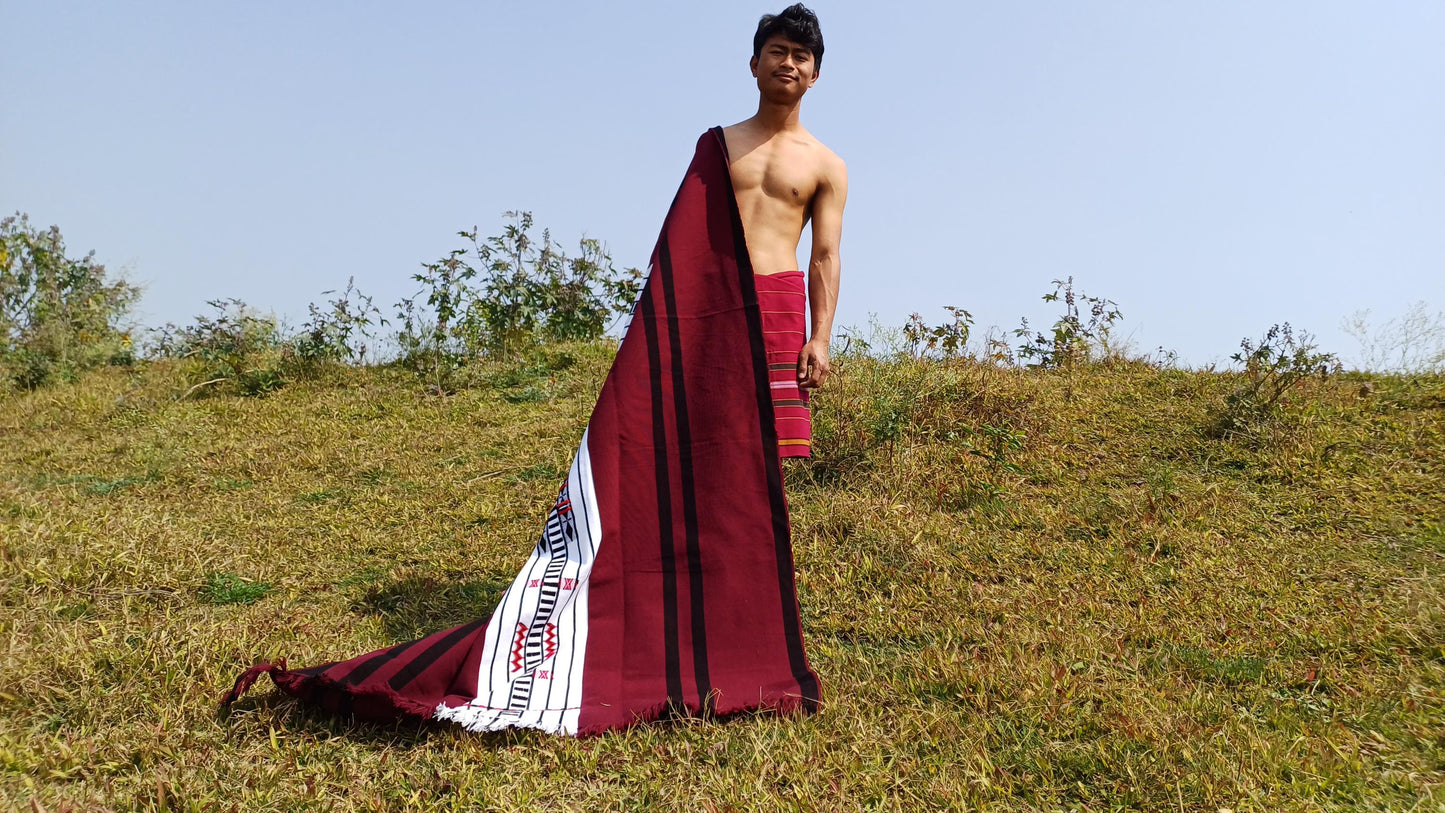 Handwoven Naga Tribes Traditional Blanket,Native Indians Shawl,Ethnic Embroidery Tribal Throw Blanket/Wrap,Tribal Home Decor,Earthy Clothing