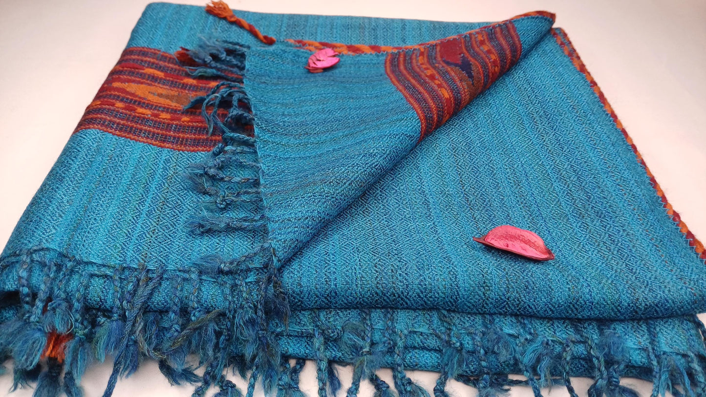 Meditation Prayer Shawl, Yoga Wrap,Ethnic Blanket,Tibetan Fabric,Winter,Tribal Celtic Embroidery,Himalayan Woolen