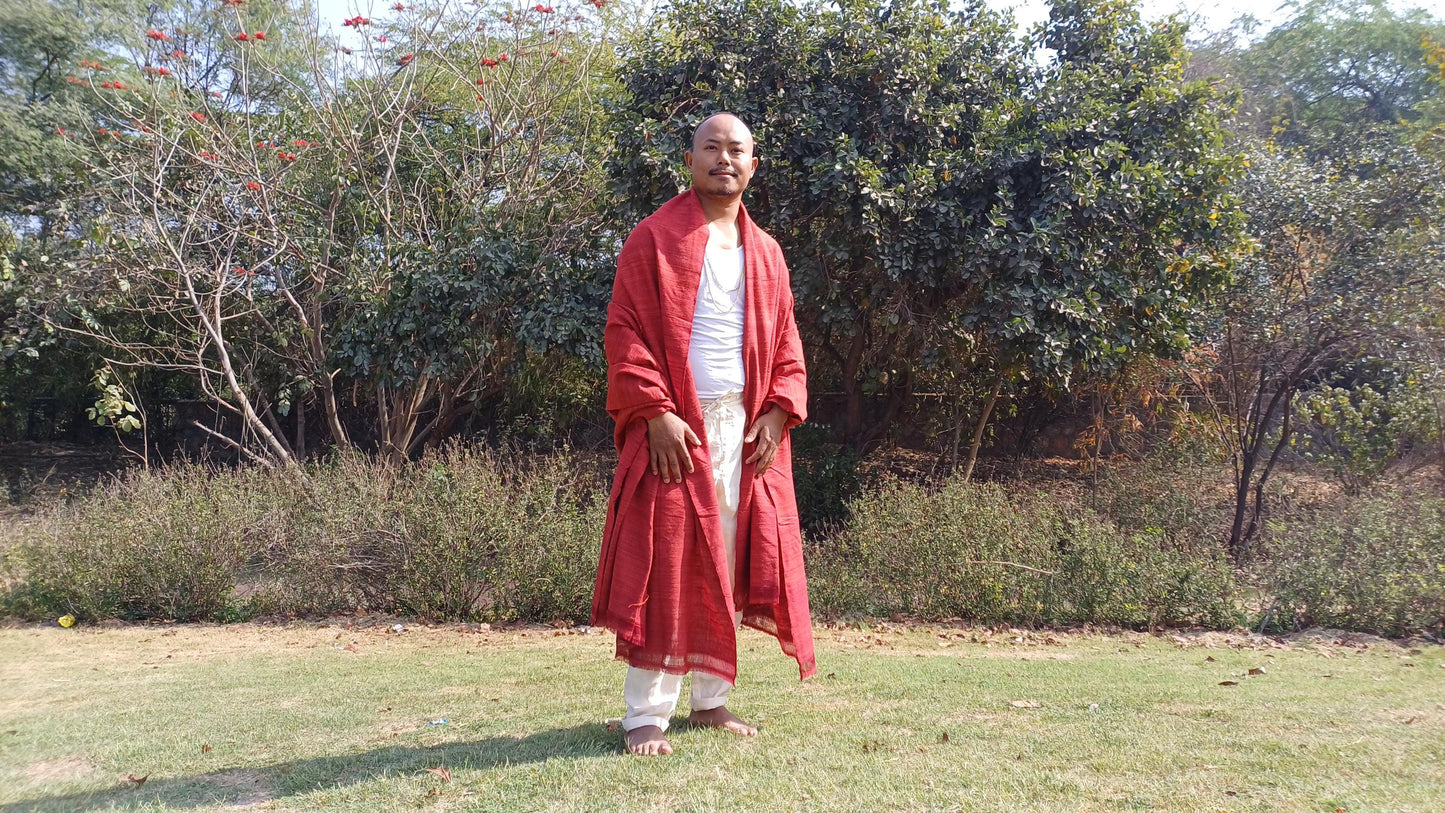 PEACE Silk X-Large Traditional Handwoven Tibetan Buddhist Raw Eri Silk Meditation Shawl,Buddhist Tantrik Silk Meditation Wrap,Ahimsa SilkZen