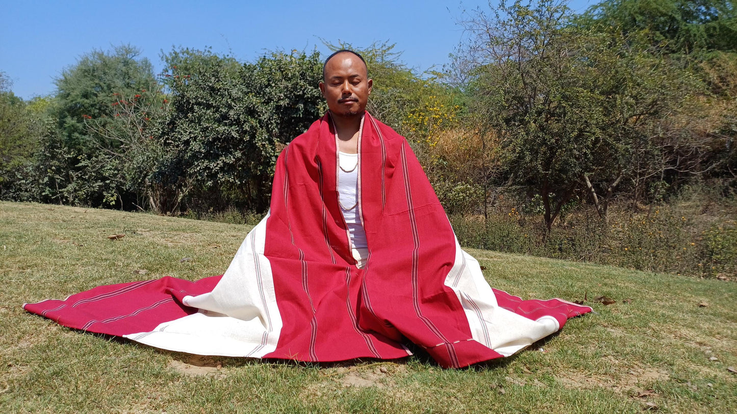 TANTRIK Large Traditional Handwoven Tibetan Buddhist Ngakpa Tantric Raw Eri Silk Meditation Shawl,Buddhist Silk Shawl,Ngakpa Meditation Wrap