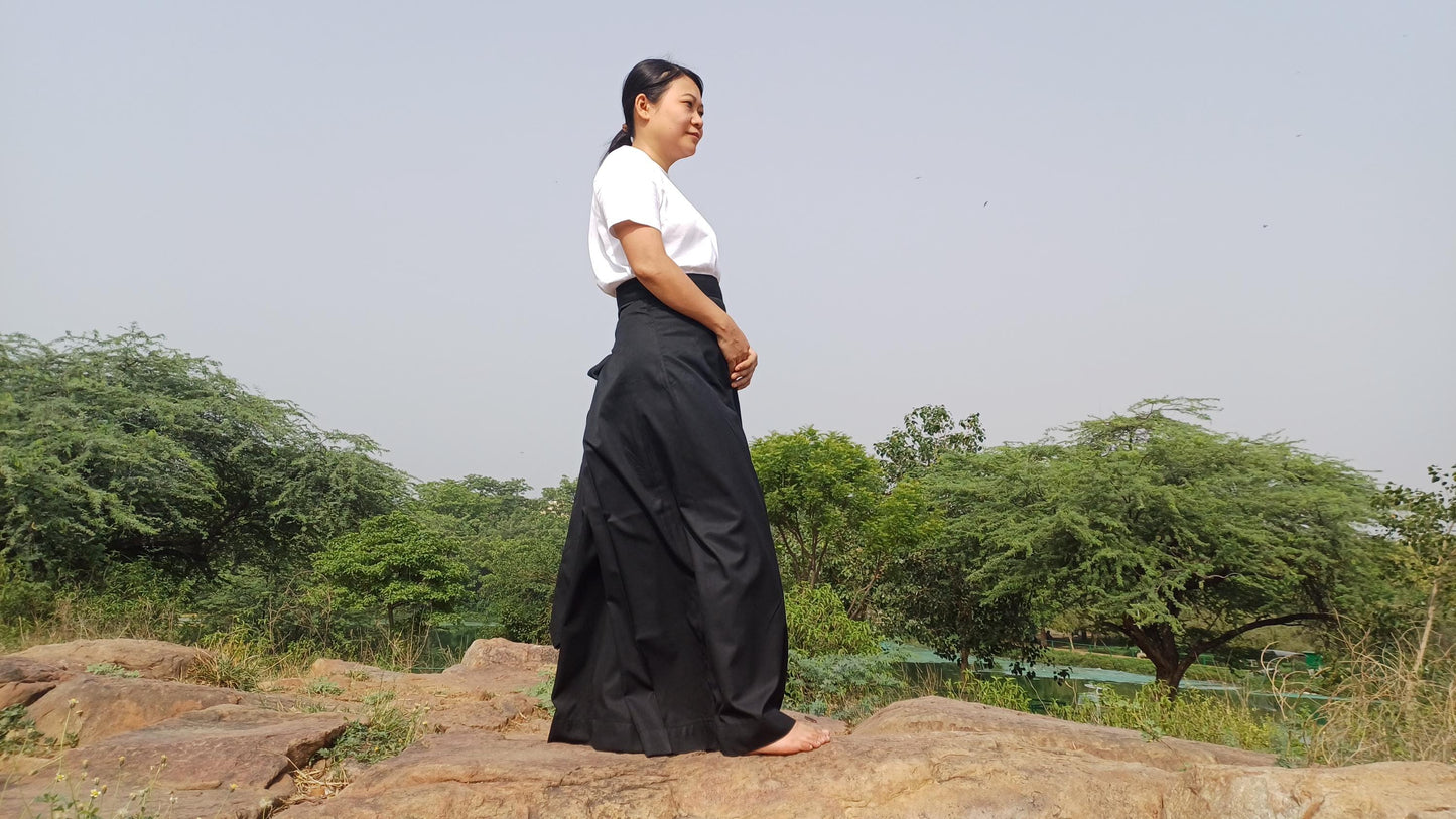 Layman Unisex Tibetan Buddhist Meditation Skirt,Tibetan Half Chuba Wrap-Around Cotton Meditation Cloth,Monastery Style Spiritual Lower Robe