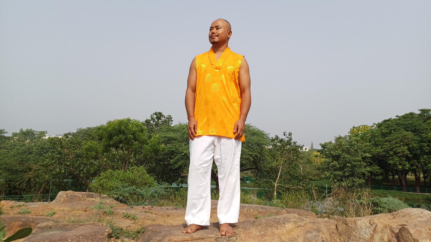 Sleeveless Pure Cotton Traditional Tibetan Buddhist Prayer Yogi Shirt,Ethnic Tibetan Meditation Shirt,Tibetan Buddhist Tantrik Prayer Shirt