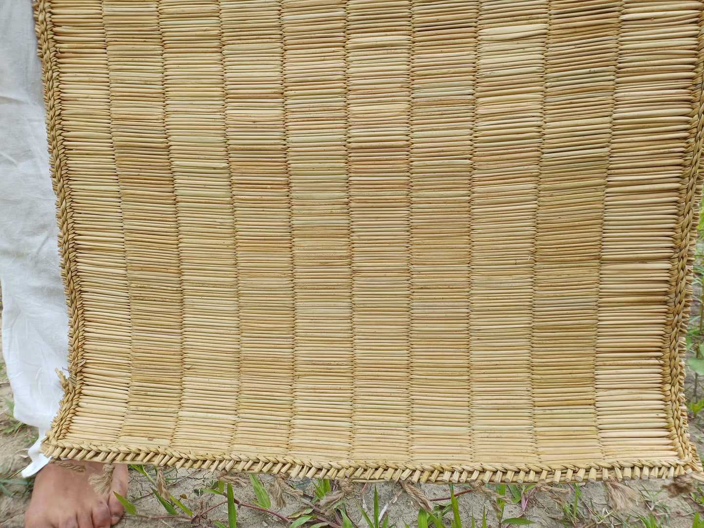 Artisan Handwoven Organic Cotton Meditation Rug,Handwoven Meditation Floor Mat,Indian Handloomed Rug,Cotton Prayer Mat,Natural Fibre Rug