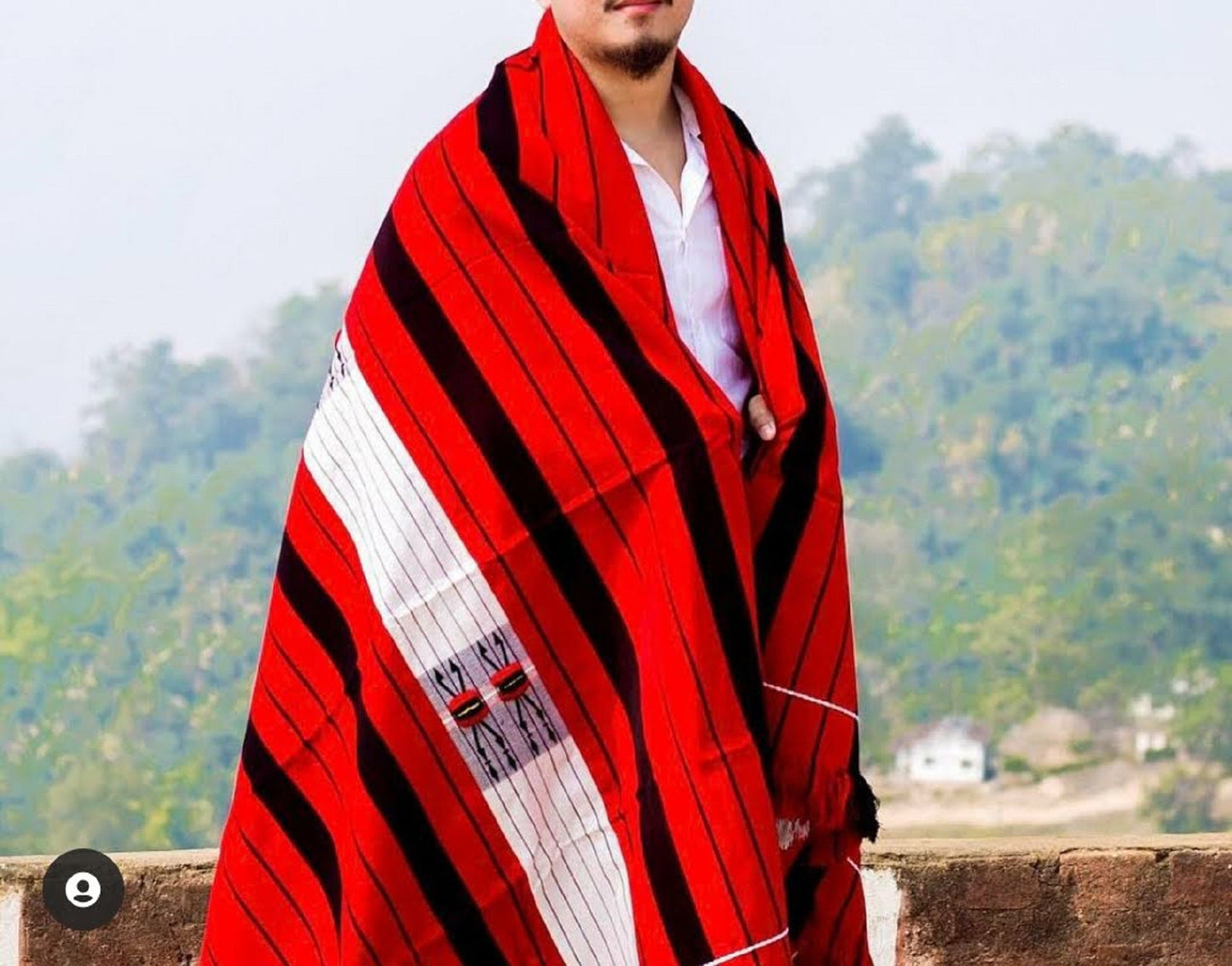 Large Thick Handwoven Black/Red/White Naga Tribe Traditional Blanket,Ethnic Sofa Throw,Native Indian Cloth,Naga Tribe Shawl,Tribal WallDecor