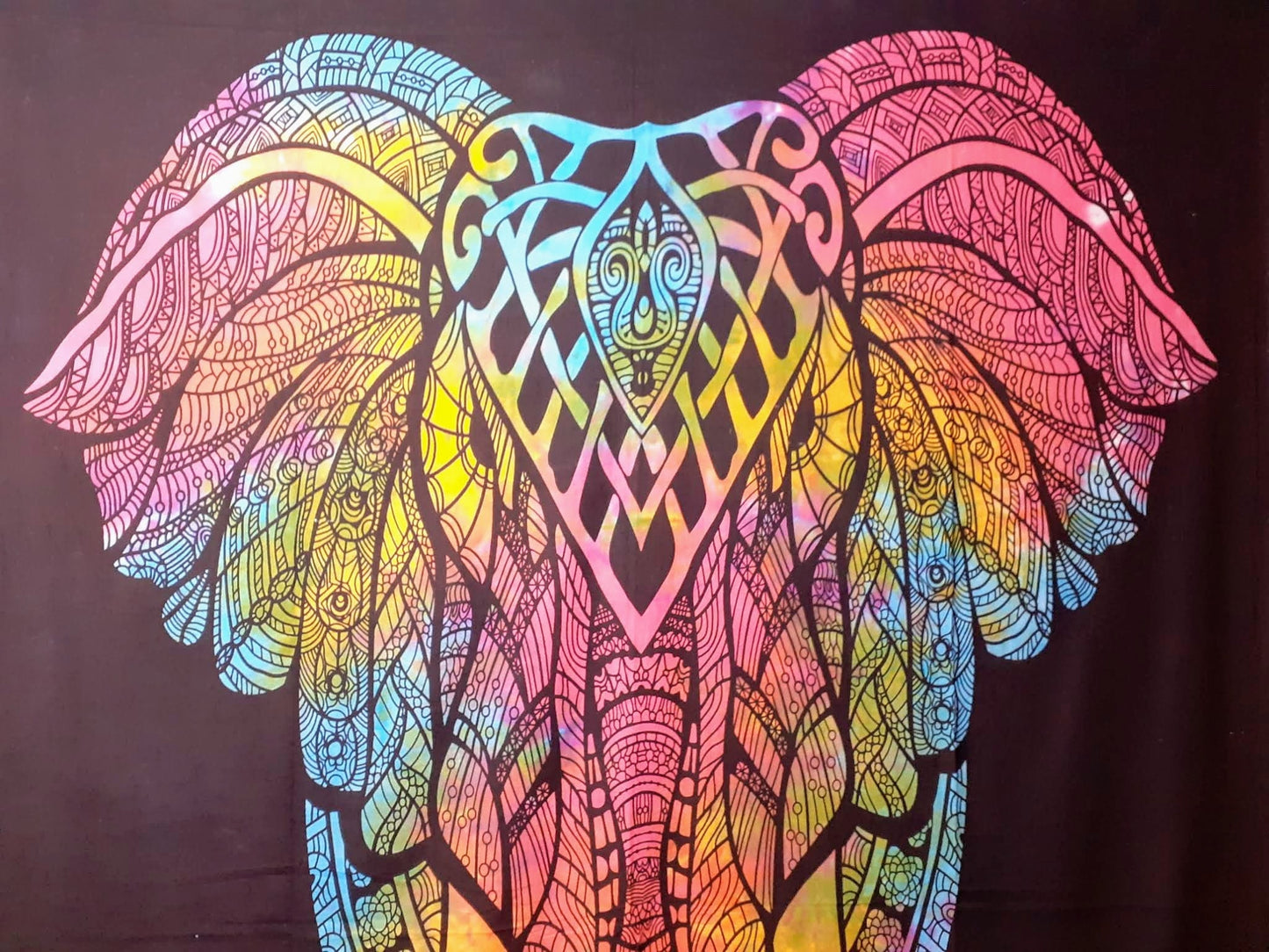 100% Cotton Mulit-Color Hand Printed Tie Dye Wall Hanging Elephant Tapestry,Spiritual Meditation Wild Tapestry,Nature Art,Elephan decor