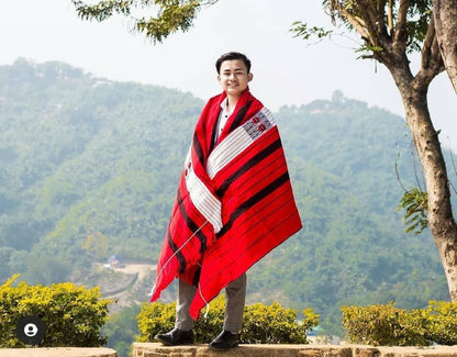 Large Thick Handwoven Black/Red/White Naga Tribe Traditional Blanket,Ethnic Sofa Throw,Native Indian Cloth,Naga Tribe Shawl,Tribal WallDecor