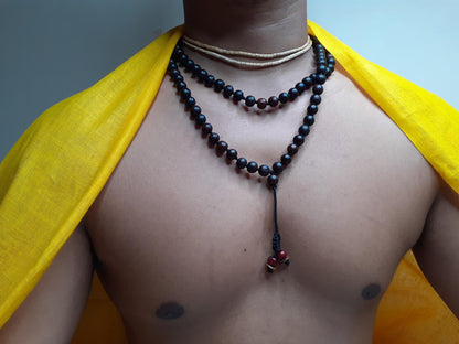 Rosewood Mala Beads Hand Knotted Necklace Buddist Tibetan Prayer Beads108 Beads for Meditation Healing Mantra Chanting Hindu