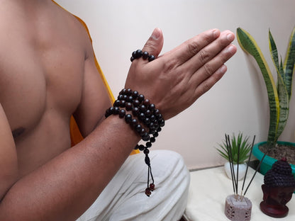 Rosewood Mala Beads Hand Knotted Necklace Buddist Tibetan Prayer Beads108 Beads for Meditation Healing Mantra Chanting Hindu