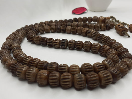 108 Brown Handcrafted Bone  Beads Yoga Meditation Mala Antique bone necklace Ethnic Jewellery  Buddhist Tibetan Prayer  Bone Disk Native