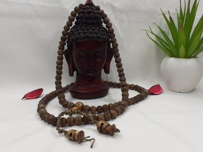 108 Brown Handcrafted Bone  Beads Yoga Meditation Mala Antique bone necklace Ethnic Jewellery  Buddhist Tibetan Prayer  Bone Disk Native