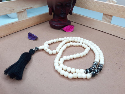 Handcrafted Bone  Beads Yoga Meditation Mala Antique bone necklace Ethnic Jewellery  Buddhiat Tibetan Prayer  Bone Disk Native