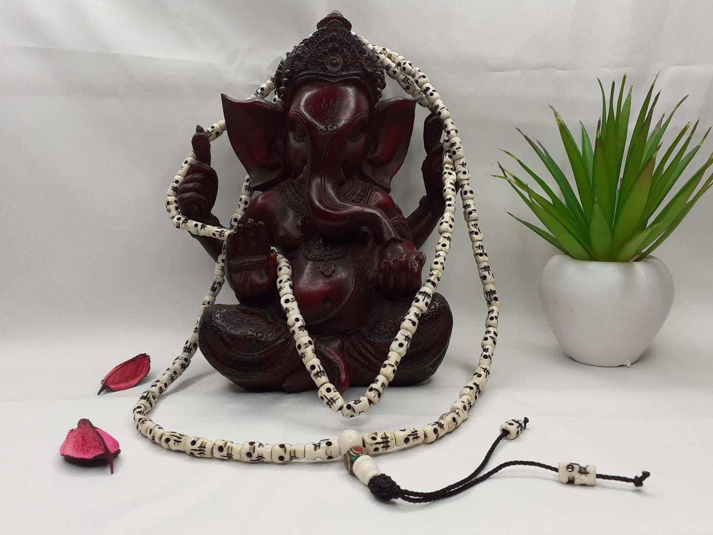 108 Handcrafted Skull Bone Beads,Yoga Meditation Mala  Bone necklace Ethnic Jewellery  Buddhist Tibetan