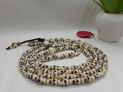 108 Handcrafted Skull Bone Beads,Yoga Meditation Mala  Bone necklace Ethnic Jewellery  Buddhist Tibetan