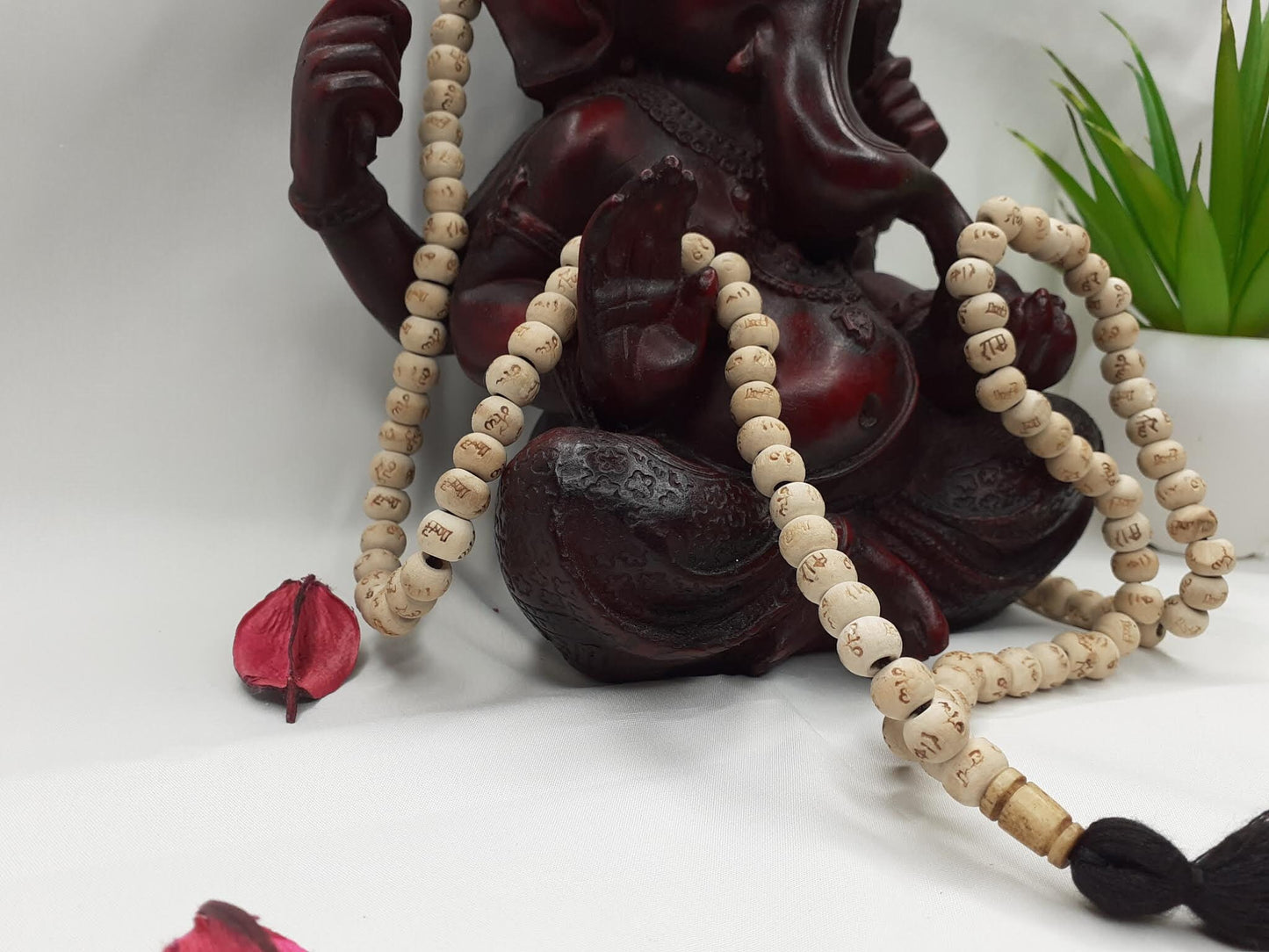 Black Lava Rock Wood Mala Beads Hand Knotted Necklace Buddhist Tibetan Prayer  Beads for Meditation Healing Mantra Chanting Hindu
