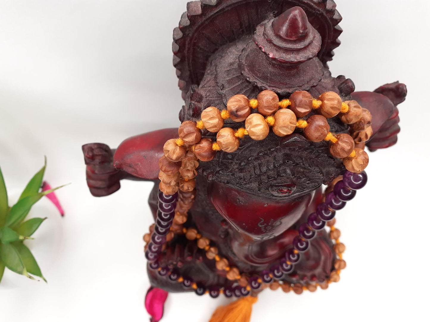 Spiritual Sandalwood Mala, Amethyst Stone ,Wood Prayer Beads,Hand Knotted Necklace,Buddhist Prayer,Meditation Beads,Mantra Chanting Hindu