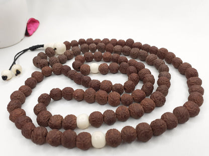Raktu seeds Mala, Bones Beads, Hand Knotted Necklace, Buddist Tibetan Prayer , Healing ,Mantra Chanting Hindu,Meditation tools,Monk bracelet