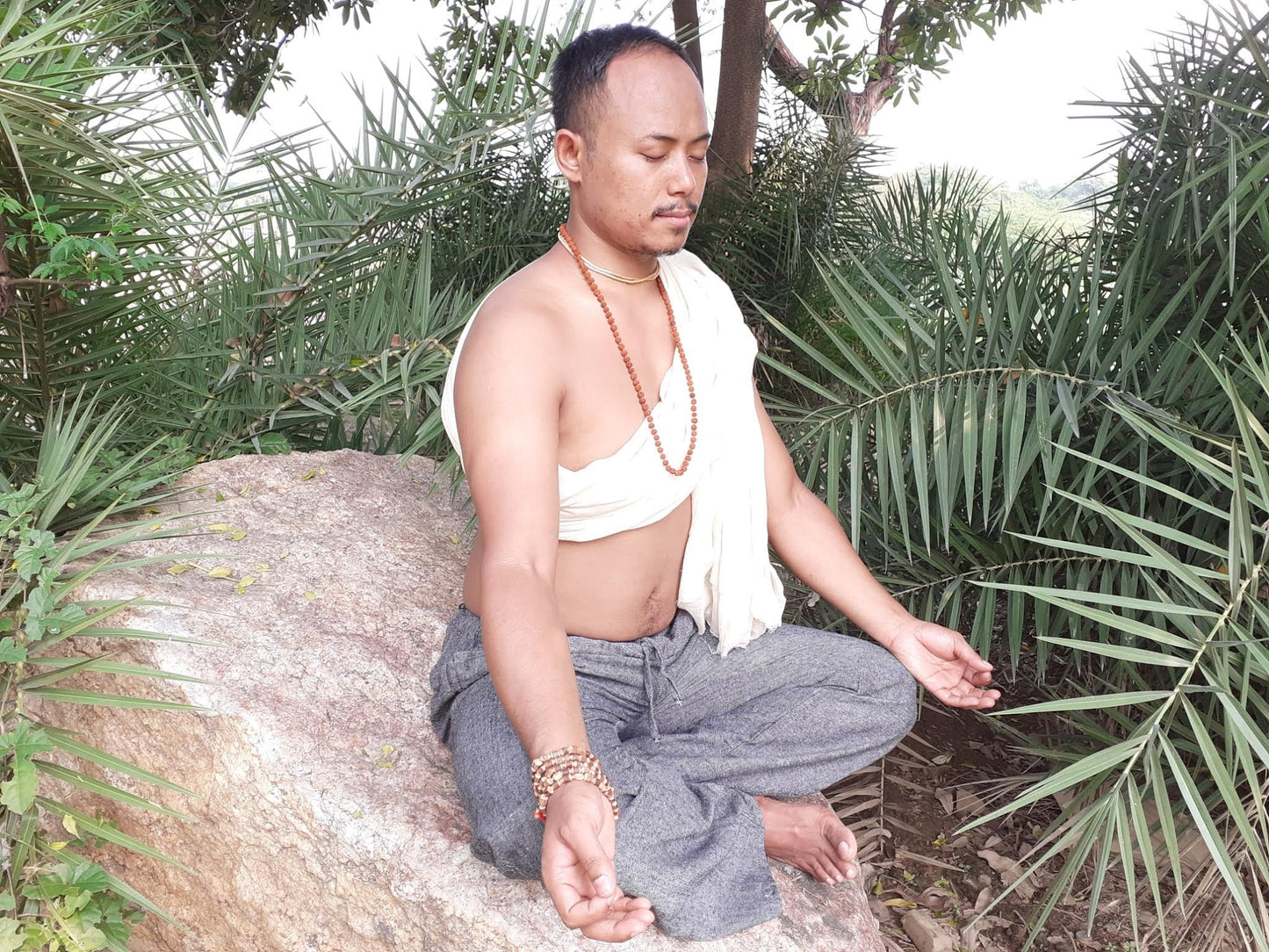 YOGI Mens Natural Cotton Yoga Pants,Breathable Gym Straight Trouser,Flexible Drawstring Bottom,Khadi  Loose harem Pants,