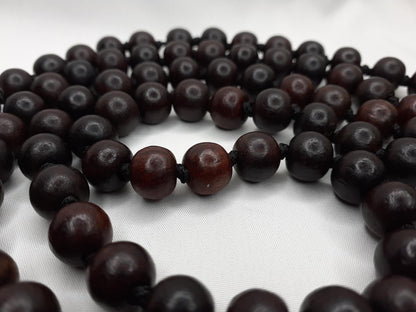 Rosewood Mala Beads Hand Knotted Necklace Buddist Tibetan Prayer Beads108 Beads for Meditation Healing Mantra Chanting Hindu