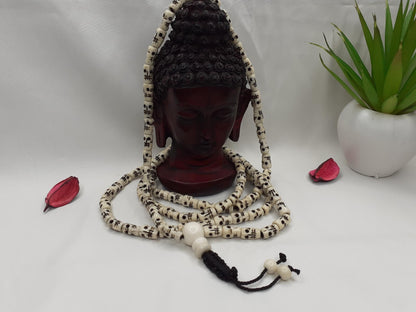 108 Handcrafted Skull Bone  Beads Yoga Meditation Mala Antique bone necklace Ethnic Jewellery  Buddhist Tibetan Prayer  Bone Disk Native