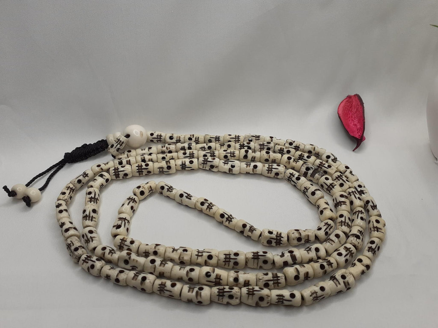 108 Handcrafted Skull Bone  Beads Yoga Meditation Mala Antique bone necklace Ethnic Jewellery  Buddhist Tibetan Prayer  Bone Disk Native