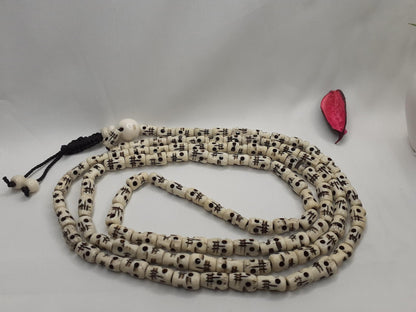 108 Handcrafted Skull Bone  Beads Yoga Meditation Mala Antique bone necklace Ethnic Jewellery  Buddhist Tibetan Prayer  Bone Disk Native