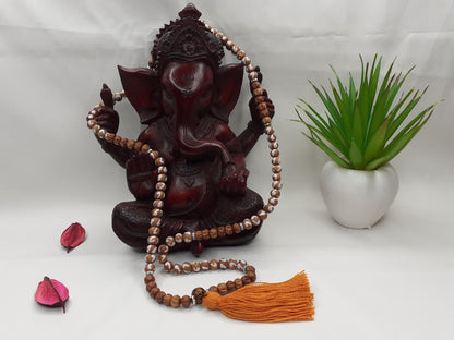 Spiritual Wood Mala,Hand Painted Beads,Hand Knotted Necklace, Buddist Tibetan Prayer Accessories,Hindu Mantra Chanting,Meditation Tools