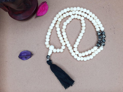 Handcrafted Bone  Beads Yoga Meditation Mala Antique bone necklace Ethnic Jewellery  Buddhiat Tibetan Prayer  Bone Disk Native