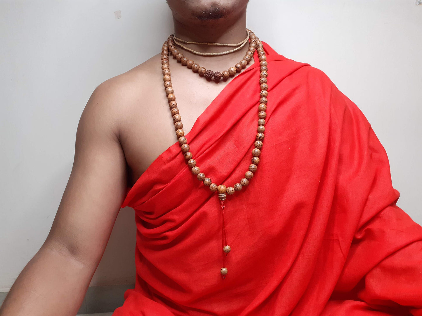 Bodhi and  Rudraksha seeds Mala, Buddhist beads , Hand Knotted Necklace, Tibetan Prayer,Mantra Chanting Hindu,Meditation tools,Monk bracelet
