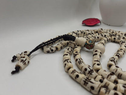 108 Handcrafted Skull Bone Beads,Yoga Meditation Mala  Bone necklace Ethnic Jewellery  Buddhist Tibetan