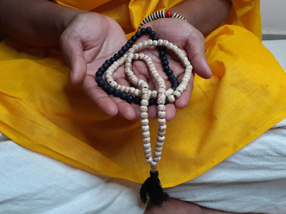 Black Lava Rock Wood Mala Beads Hand Knotted Necklace Buddhist Tibetan Prayer  Beads for Meditation Healing Mantra Chanting Hindu