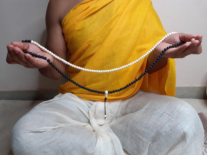 Bone Beads Mala, tibetan buddist prayer ,black lava rock, healing rocks, chanting