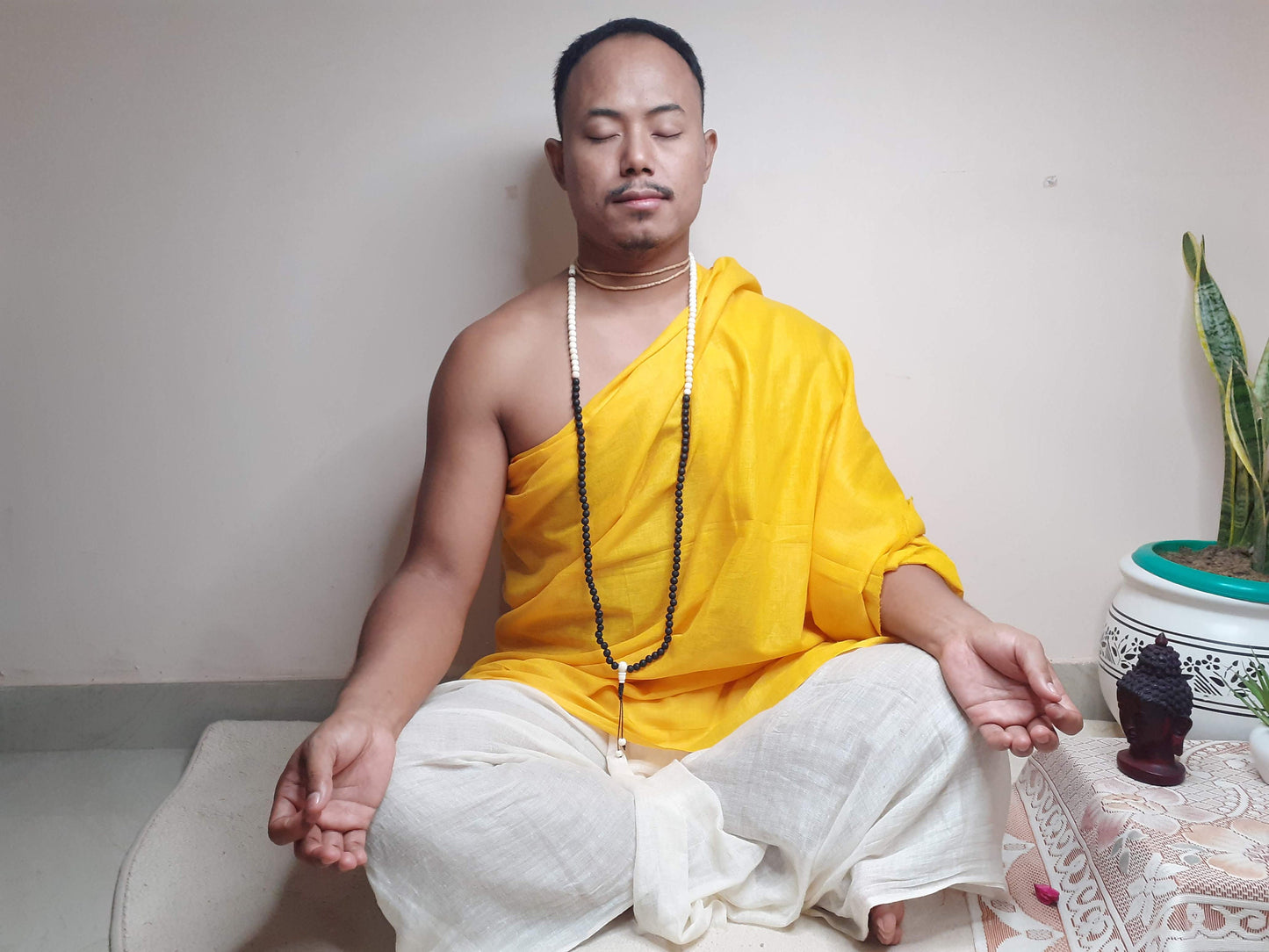 Bone Beads Mala, tibetan buddist prayer ,black lava rock, healing rocks, chanting