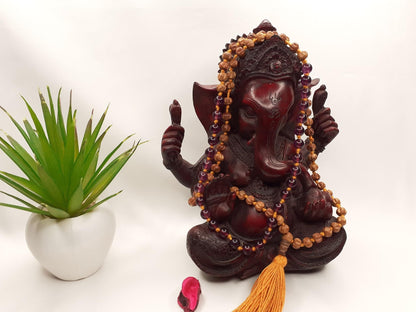 Spiritual Sandalwood Mala, Amethyst Stone ,Wood Prayer Beads,Hand Knotted Necklace,Buddhist Prayer,Meditation Beads,Mantra Chanting Hindu