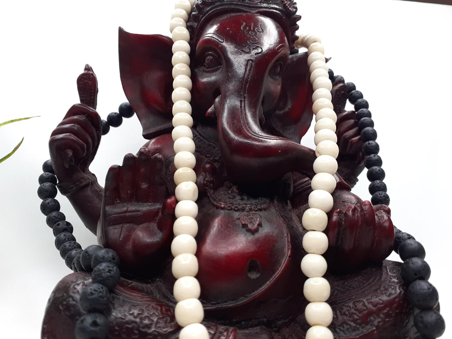 Bone Beads Mala, tibetan buddist prayer ,black lava rock, healing rocks, chanting