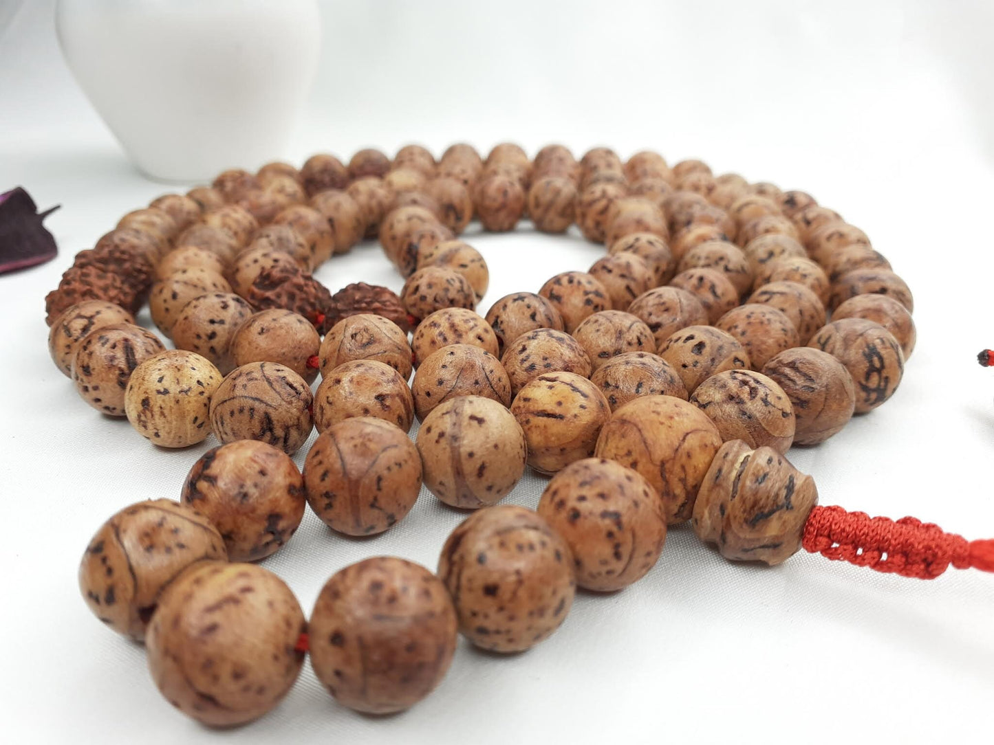 Bodhi and  Rudraksha seeds Mala, Buddhist beads , Hand Knotted Necklace, Tibetan Prayer,Mantra Chanting Hindu,Meditation tools,Monk bracelet