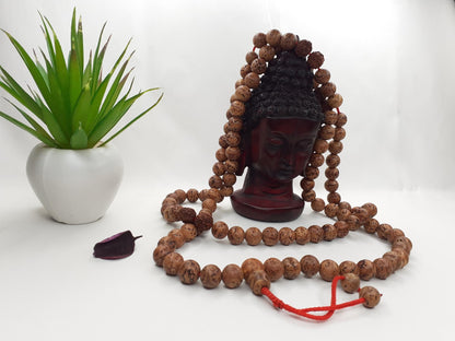 Bodhi and  Rudraksha seeds Mala, Buddhist beads , Hand Knotted Necklace, Tibetan Prayer,Mantra Chanting Hindu,Meditation tools,Monk bracelet